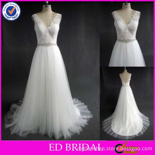 LN87 Cheap Price Lace Top Low Back Alibaba Real Sample Bridal Dresses 2015